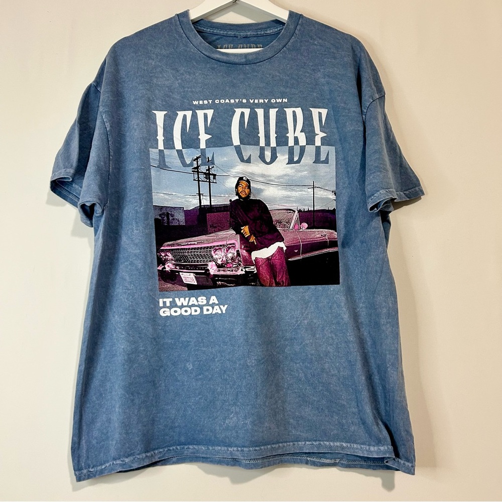 Ice Cube Unisex It Was A Good Day Graphic T-Shirt Blue Size XL NWOT Rapper Music